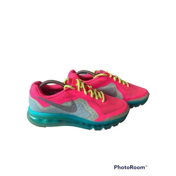 Nike Womens Hyper Pink/Volt-Hyper Jade-Metallic Silver Trainers Sneakers Size 7 - Picture 2 of 7